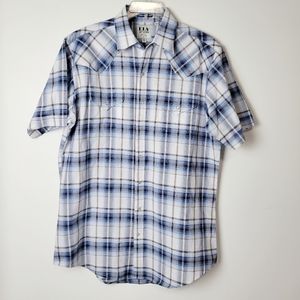 Ely Cattleman Western Pearl Snap Wrinkle Resistant Plaid Button-Up Shirt